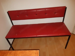 Piros retró étkező ülőke, étkező pad fém 120cm - kép 3