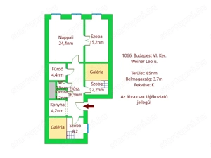 VI. kerületben, csendes helyen eladó egy 85 nm lakás.