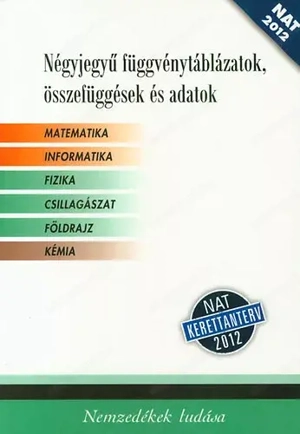 Négyjegyű függvénytáblázatok, összefüggések és adatok NAT szerinti