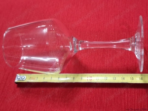 Üveg, fújt, arany csíkos, karcsú szárú, ARC FRANCE, 64-53-160 mm méretű boros pohár, eladó - kép 5