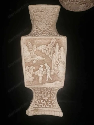 Kézzel faragott antik kőváza és hamutartó - kép 5