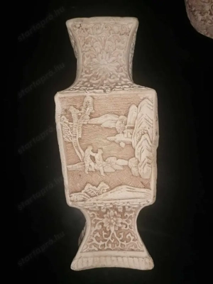 Kézzel faragott antik kőváza és hamutartó - kép 4