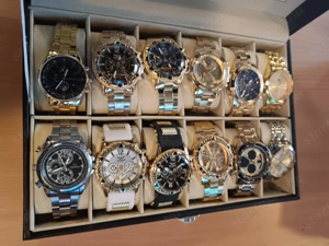 12 db-os óragyűjtemény üvegfedeles zárható bőr díszdobozban - kép 5