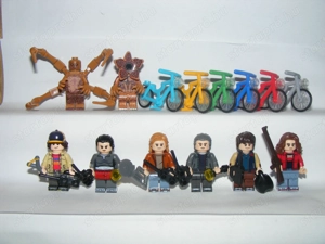 Lego Stranger Things figurák Vecna Demogorgon Dustin Eleven Mike Will Steve Nancy figura + biciklik 