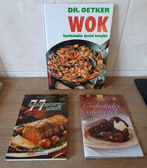3 szakácskönyv eladó, Dr.Oetker:Wok, 77 karácsonyi menü, csokoládés édességek címmel