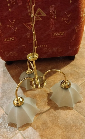 Mennyezeti csillár (3 ágú üvegbúrás szarvasi lámpa) - kép 2