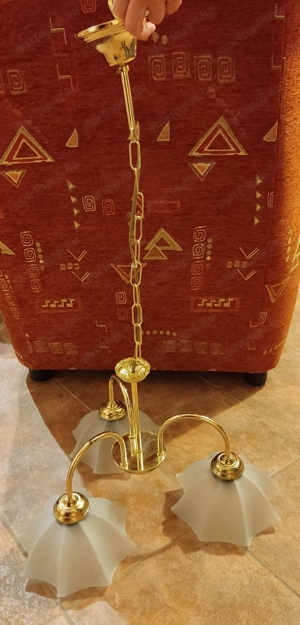 Mennyezeti csillár (3 ágú üvegbúrás szarvasi lámpa) - kép 4