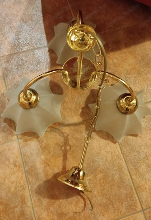 Mennyezeti csillár (3 ágú üvegbúrás szarvasi lámpa) - kép 3