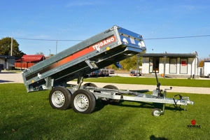 Új fék nélküli SEBAL (750 kg) billenő platós - kézi pumpás - alsókerekes utánfutó - kép 3