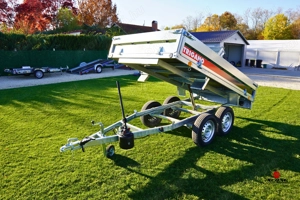 Új fék nélküli SEBAL (750 kg) billenő platós - kézi pumpás - alsókerekes utánfutó - kép 5