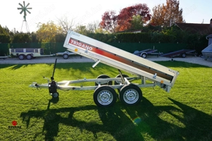 Új fék nélküli SEBAL (750 kg) billenő platós - kézi pumpás - alsókerekes utánfutó