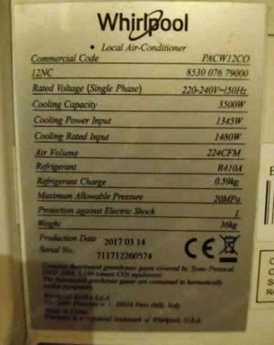 Whirlpool mobil klíma(csak hűt) - kép 4