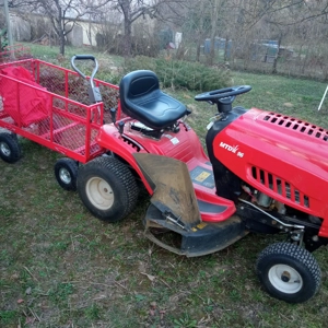Fűnyíró traktor MTD96 típusú kis piros pótkocsival vagy anélkül eladó  - kép 3