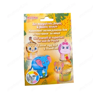Húsvéti tojásfestő készlet matricákkal és tojástartóval 4 szín