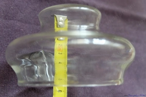 Üveg 70-80-57 mm méretú régi üveg gombos fedeles cukortartó, eladó - kép 5