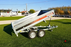 Új fék nélküli SEBAL (750 kg) billenő platós - kézi pumpás - alsókerekes utánfutó - kép 3