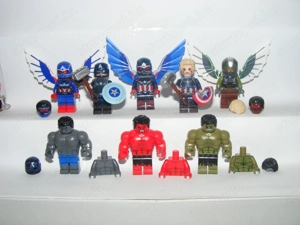 Lego Marvel szuperhős figurák Amerika Kapitány Szép új világ Sólyom Hulk figura X3 ÚJ - kép 4