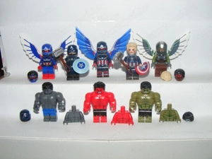 Lego Marvel szuperhős figurák Amerika Kapitány Szép új világ Sólyom Hulk figura X3 ÚJ - kép 5