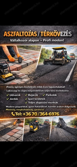 Aszvaltozás Térkovezés  Kivitelezése - kép 2
