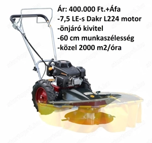 7,5 LE-s Dakr Triton L224 ipari kivitelű, önjáró magasgaz-kaszáló gép. Ár: 400.000 Ft.+Áfa - kép 2