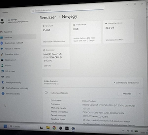 Acer Predator Triton 500 RTX 2080 Super   32GB RAM   1TB SSD   300Hz G-Sync gamer laptop - kép 2