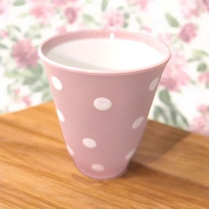 Rózsaszín pöttyös műanyag pohár   350 ml