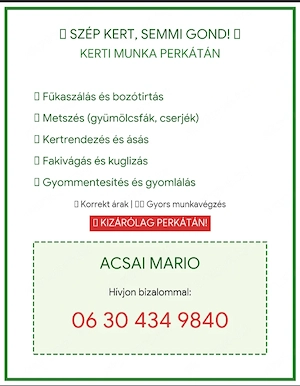 Kerti munkát vállalok perkátán! 