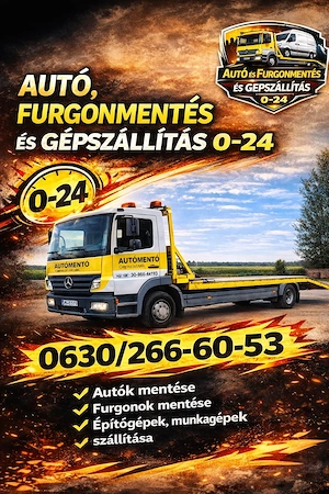 Autó és furgonmentés gépszállítás