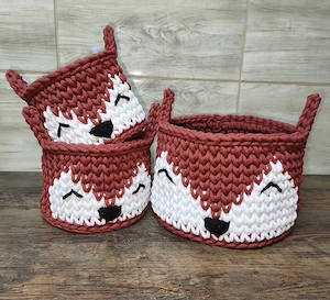 horgolt rókás játék tárolók - kép 4