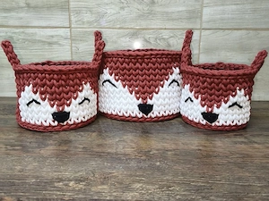 horgolt rókás játék tárolók - kép 3