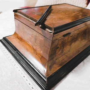 Antik Biedermeier intarziás díszdoboz   ékszertartó (19. sz. közepe) - kép 4