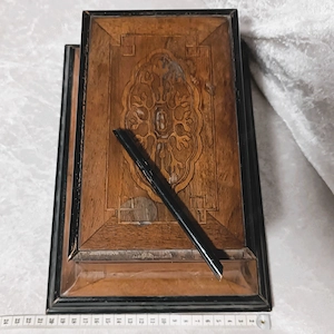 Antik Biedermeier intarziás díszdoboz   ékszertartó (19. sz. közepe) - kép 5