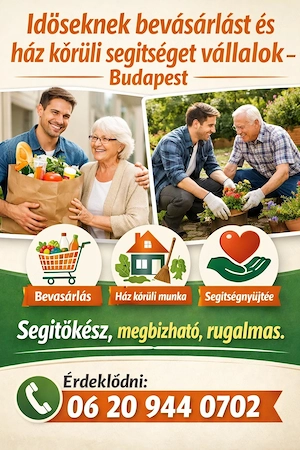 Időseknek bevásárlást és ház körüli segítséget vállalok   Budapest