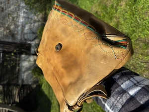 Ritkaság, eredeti bőr hippitáska a 70-es évekből - kép 2