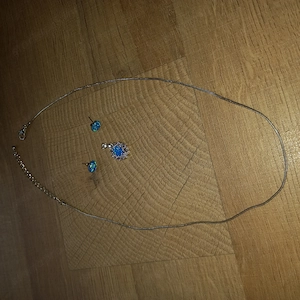Kék opál ezüst fülbevaló és medál szett eladó+ ajándék nyaklánc - kép 8