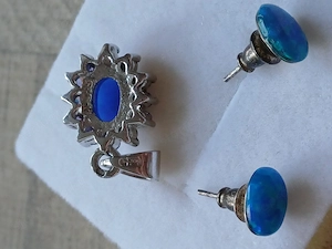 Kék opál ezüst fülbevaló és medál szett eladó+ ajándék nyaklánc - kép 7