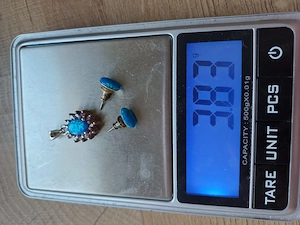 Kék opál ezüst fülbevaló és medál szett eladó+ ajándék nyaklánc - kép 15