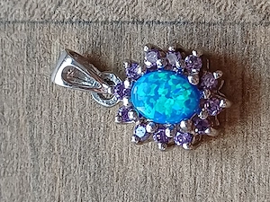 Kék opál ezüst fülbevaló és medál szett eladó+ ajándék nyaklánc - kép 3