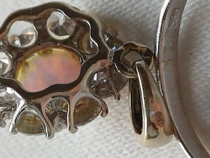 14 K csodaszép, mutatós fehér arany-opál gyűrű medállal eladó, ÚJ - kép 8