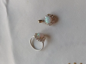 14 K csodaszép, mutatós fehér arany-opál gyűrű medállal eladó, ÚJ - kép 10