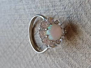 14 K csodaszép, mutatós fehér arany-opál gyűrű medállal eladó, ÚJ - kép 11