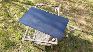 Rattan stílusú kisasztal eladó fekete üveglappal - kép 10