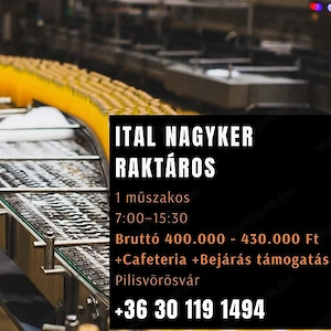 Ital nagyker raktáros-Pilisvörösvár
