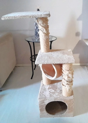 3 Szintes Cica Bútor Kaparófa Nagy Kuckóval 100 x 36 cm - kép 2