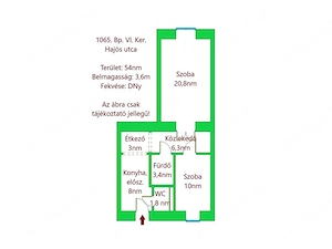 Kiadó Budapest Belvárosában 54 m-es,  berendezett, nappali + 1 hálószobás lakás, június 1-től. - kép 2