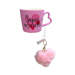 Super mother ajándék bögre szett rózsaszín 400 ml