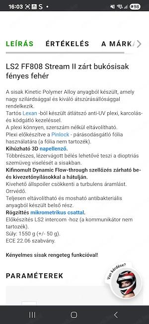 Női S-es vadiúj bukósisak