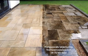 Térkőtisztítás ipari berendezéssel 