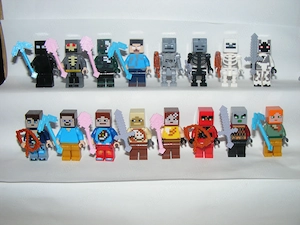 Lego Minecraft figurák Skinek Sorvasztó Csontváz Zombi Kóbor figurák Skin pack 16db 