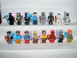 Lego Minecraft figurák Skinek Sorvasztó Csontváz Zombi Kóbor figurák Skin pack 16db  - kép 5